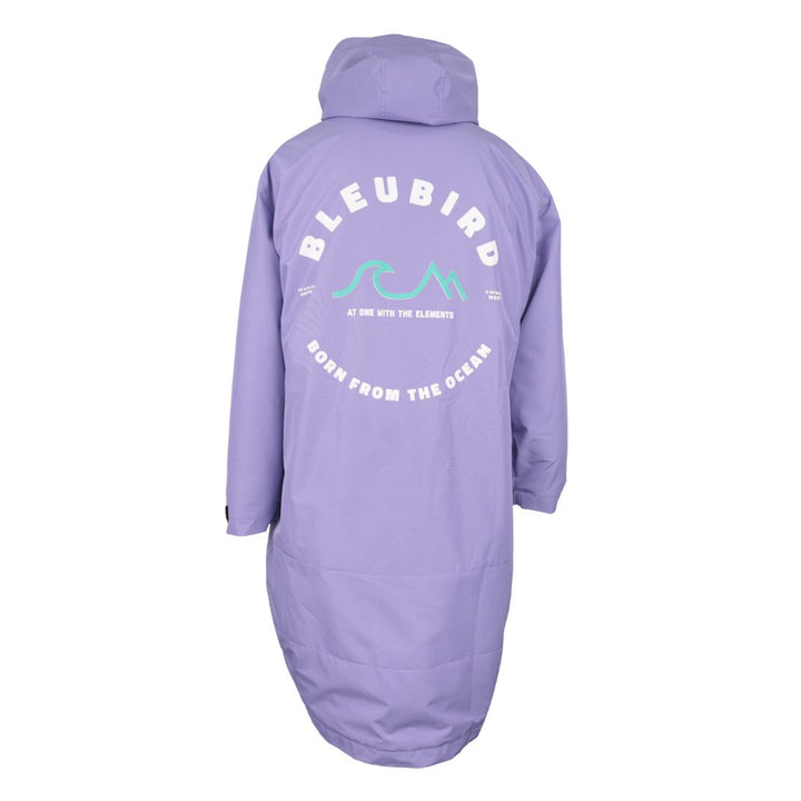 A long-sleeved Lavender-colored Bleubird Nordic outdoor changing robe with a hood