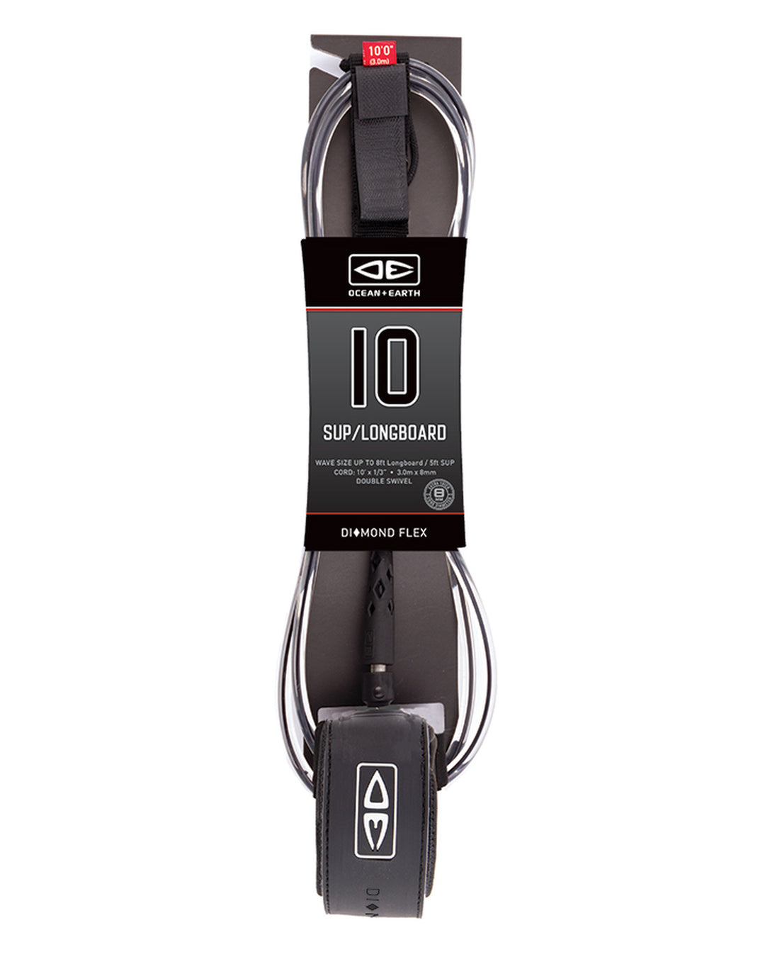 Ocean + Earth Regulär geformte SUP-/Longboard-Leine – 10 Fuß