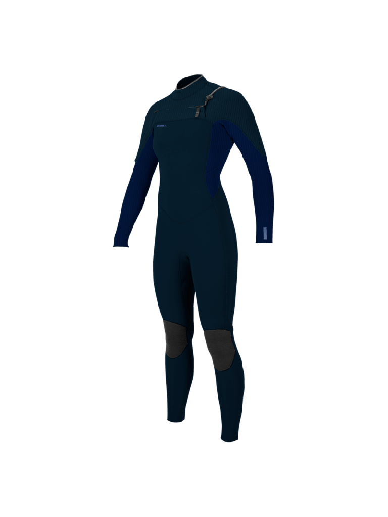A womens Hyperfreak 5/4+ mm wetsuit by O'Neill, in navy with a chest zip. Back View.