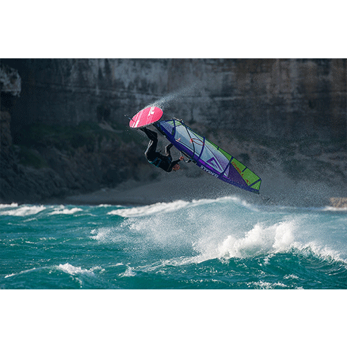 Model wearing 2020 O'Neill Mens Mutant Legend 5/4 Chest Zip Wetsuit with detachable hood windsurfing